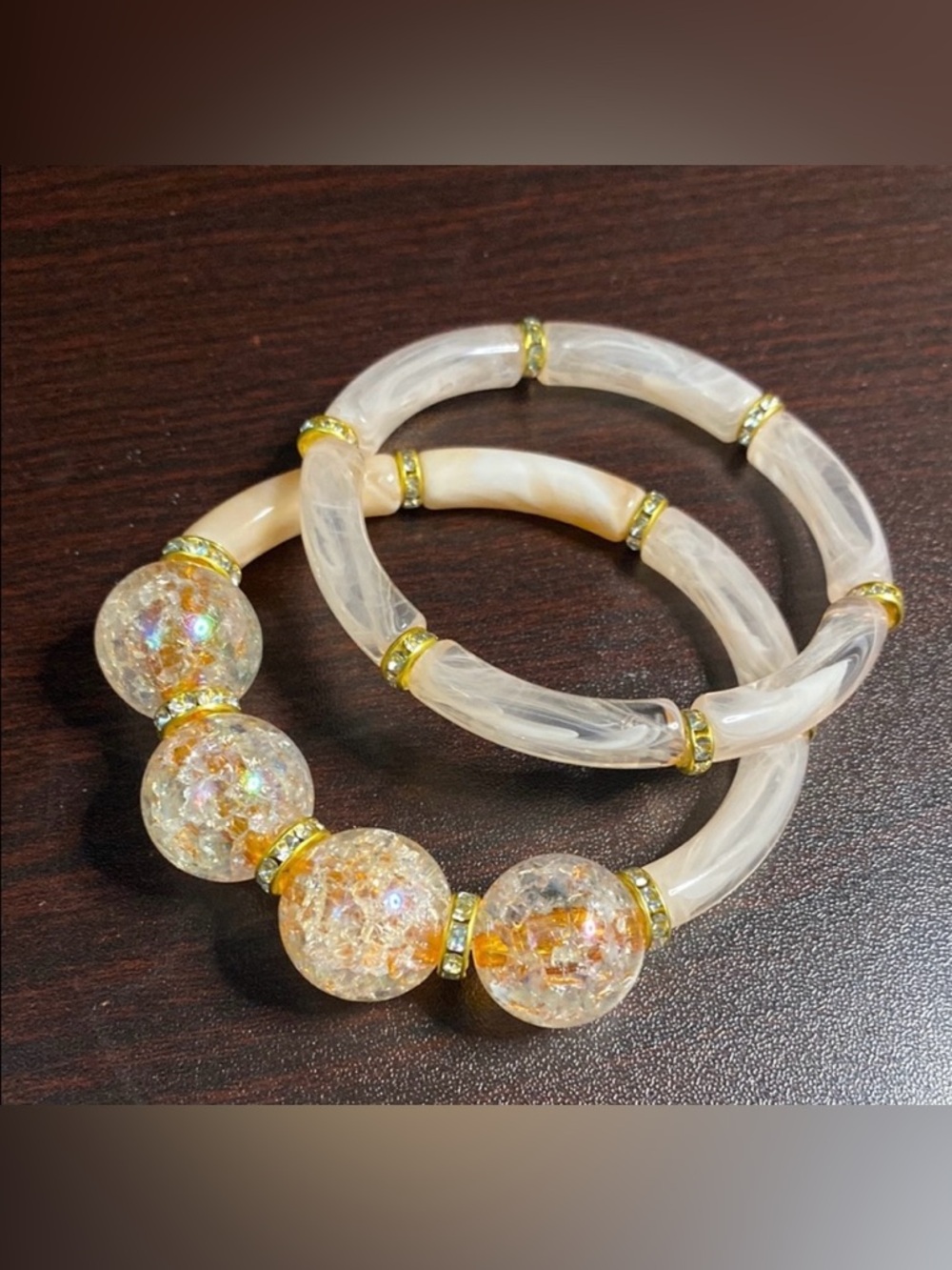 Elegant Pink and Gold Bracelet  Bangle Set